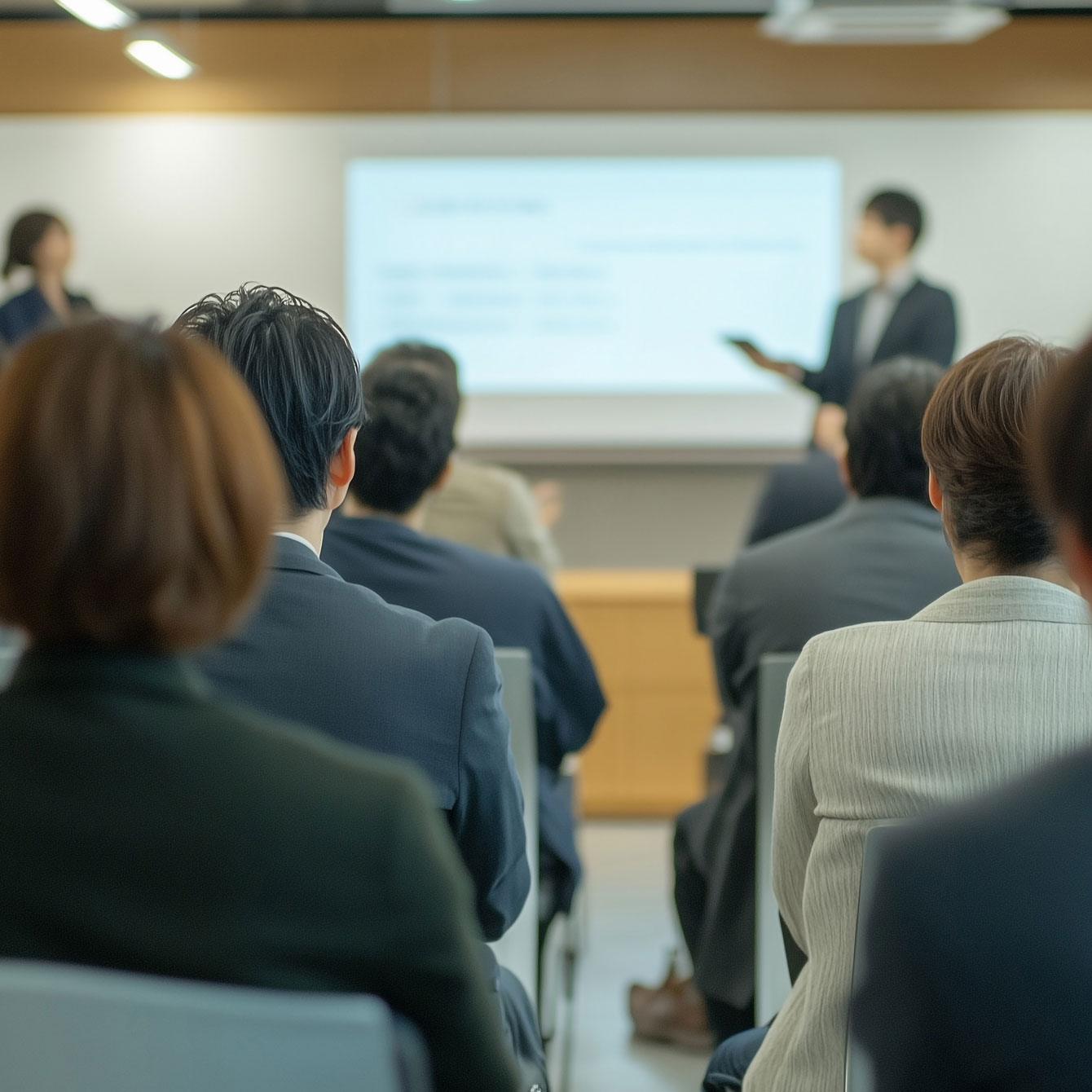 入学式に向かい、桜並木を歩く女性